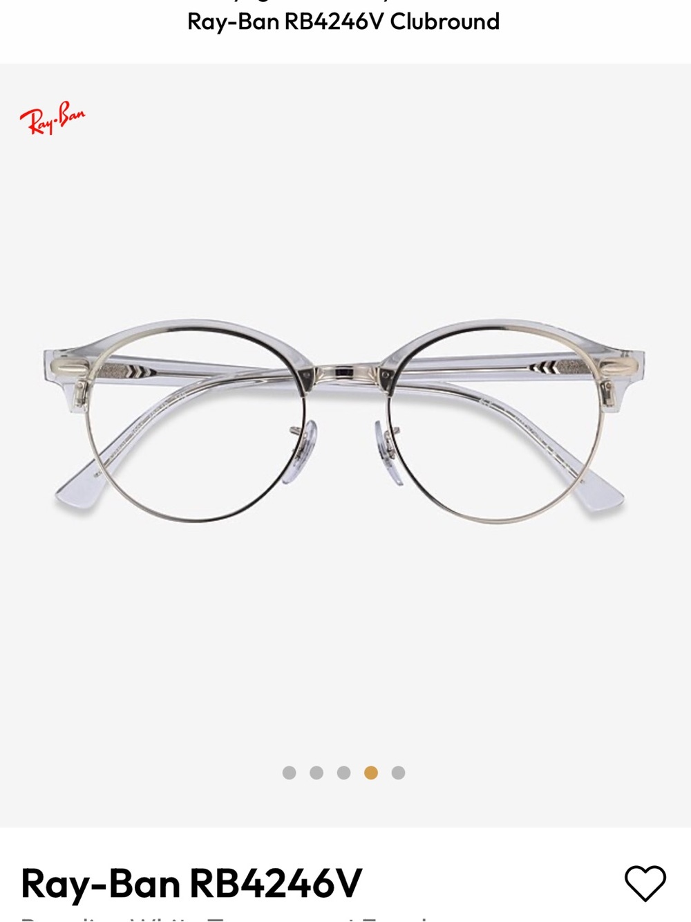 Ray-Ban RB4246V Transparent White Browline Glasses